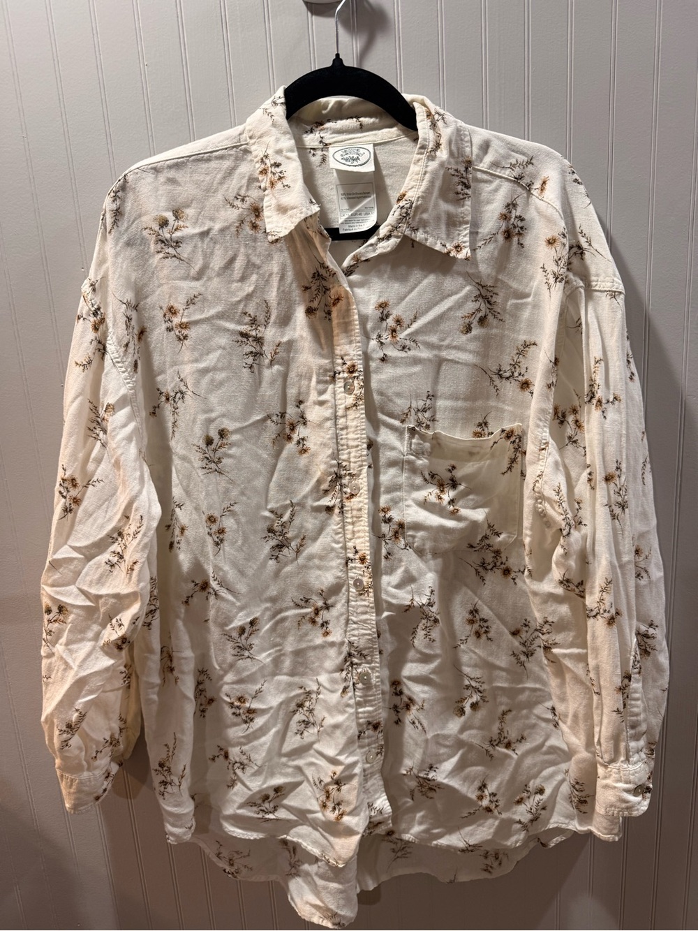 Laura‎ Ashley Cream Button-Down Floral Shirt
